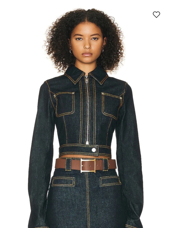 Helsa Jackets & Blazers - Women’s Dark Denim Cropped Jacket with Contrast Stitching M